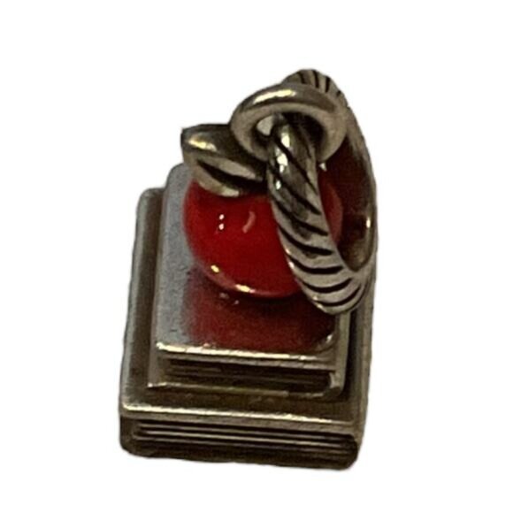 Vintage "Teachers Rule" Apple Charm Pendant With Stack Of Books Design - Picture 5 of 6